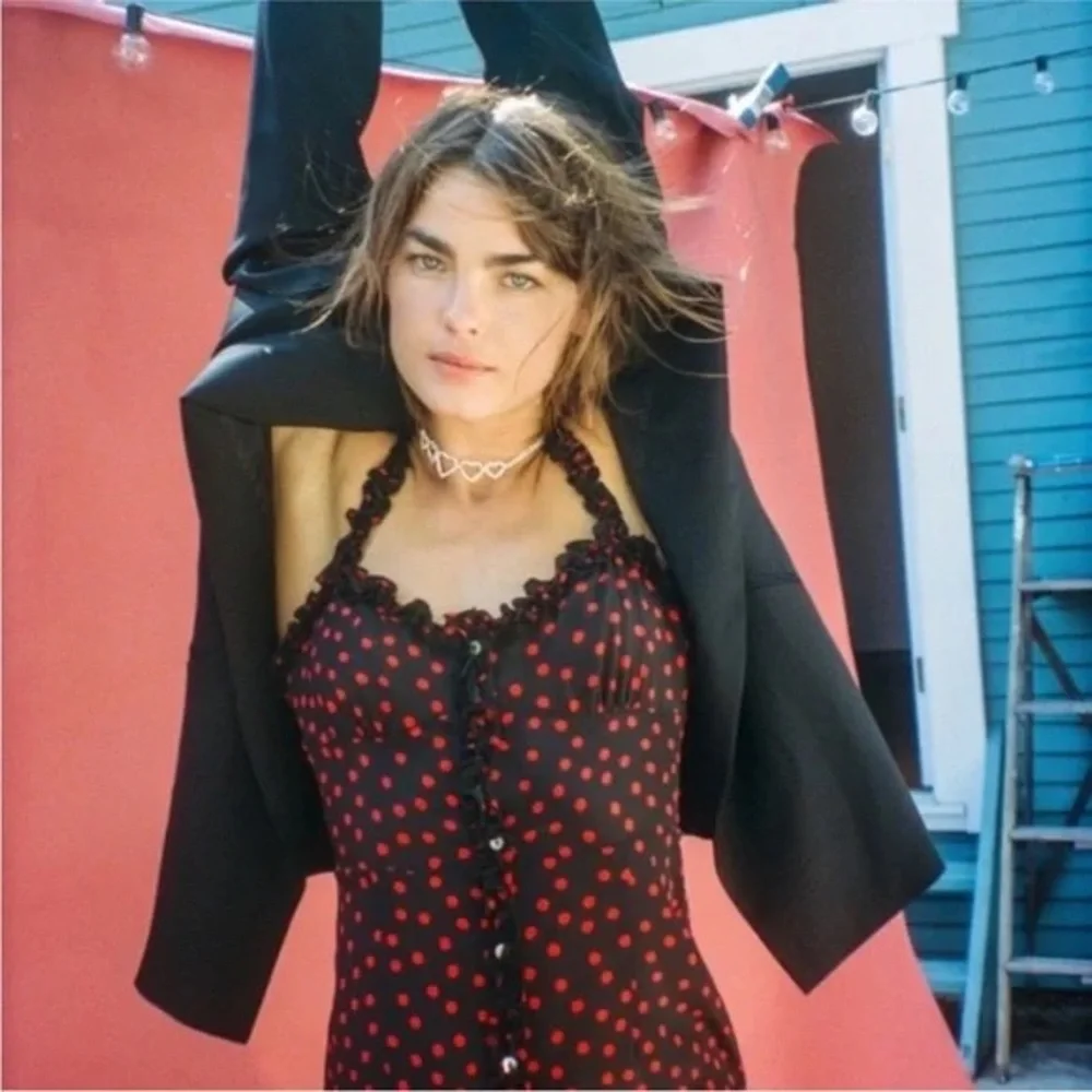 Realisation Par The Juliet - Italia Spot Black Midi Dress Red Polka Dots Medium - Picture 4 of 8